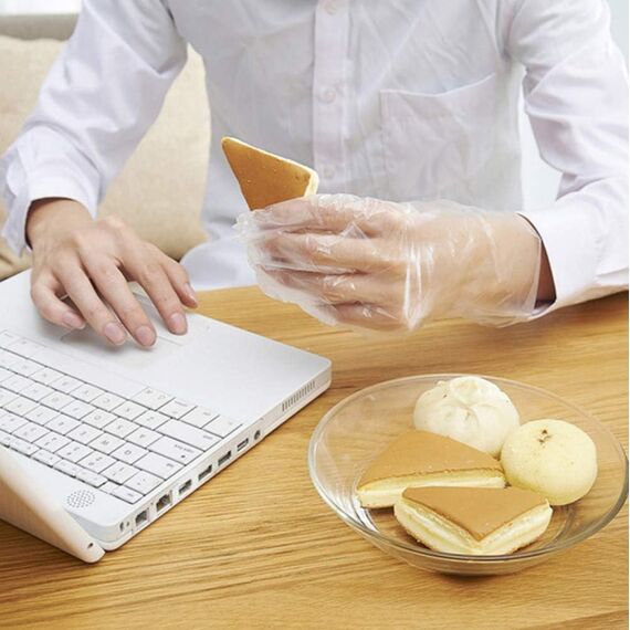 Brandon-super 500 Stück Einweghandschuhe für die Lebensmittelzubereitung - lebensmittelsichere Einweghandschuhe aus Kunststoff, Handhabung von Lebensmitteln, Einheitsgröße für die meisten