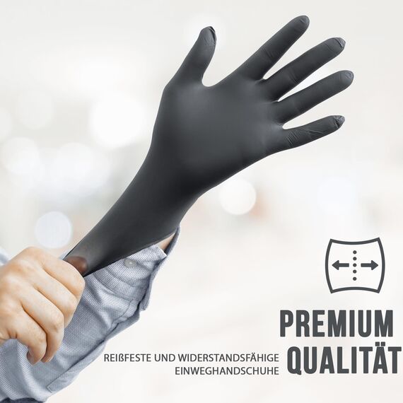IEA Medical Nitrilhandschuhe L Schwarz 100 Stück, Einweghandschuhe, Reißfest, Untersuchungshandschuhe, Latexfreie Handschuhe, Einmalhandschuhe