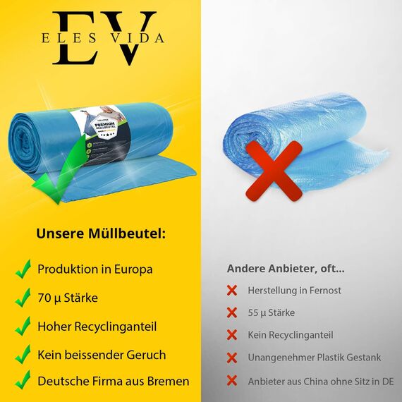 Müllsäcke 120L Blau 300 Stück - Extrem Reißfest - Abfallsäcke - Abfall Beutel XXL - Typ 100 Extra - Müllbeutel 120 L - 70 µ - 700x1100 mm - LDPE - Großer Müllsack - 120 Liter - Super Stark Mülltüten