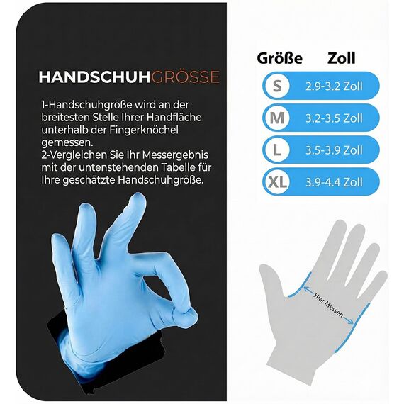 The Real Touch Einweghandschuhe, Blau Nitrilhandschuhe - Box mit 100 Stück, Einmalhandschuhe Puderfrei und Latexfrei, Nitril Handschuhe Einweg für Küche und Reinigung (Blau, M)
