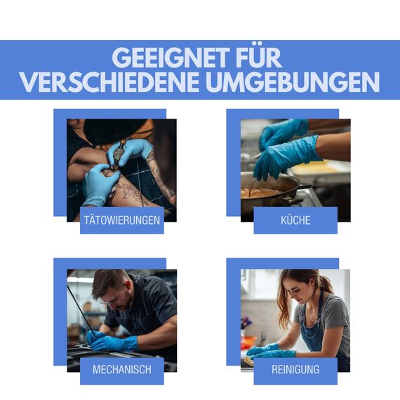 HANSKA 500 Blau Nitril-Einweghandschuhe – puderfrei – Einweg – beidhändig tragbar – unsteril – Gummibasis – Geeignet für medizinische Bereiche und Lebensmittelverarbeitung (500, S)