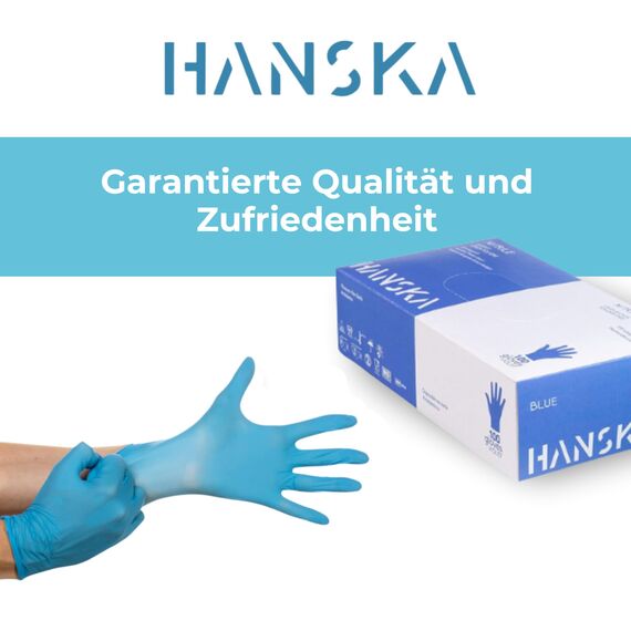 HANSKA 100 Blau Nitril-Einweghandschuhe – puderfrei – Einweg – beidhändig tragbar – unsteril – Gummibasis – Geeignet für medizinische Bereiche und Lebensmittelverarbeitung (100, XL)