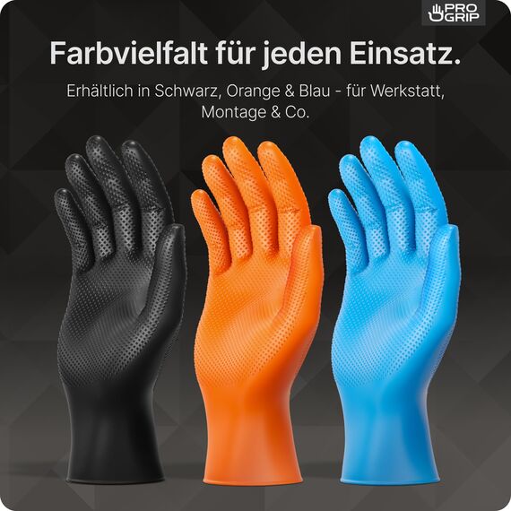 PROGRIP Einweghandschuhe Diamant Grip, Blau, Einmalhandschuhe Extra Stark, Nitrilhandschuhe Gr. M, 2x dicker, Handschuhe Einweg, Arbeitshandschuhe für Werkstatt & Montage, 1000 Stück (20x50 Stk)