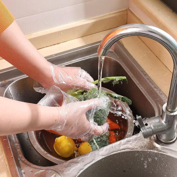 Brandon-super 500 Stück Einweghandschuhe für die Lebensmittelzubereitung - lebensmittelsichere Einweghandschuhe aus Kunststoff, Handhabung von Lebensmitteln, Einheitsgröße für die meisten