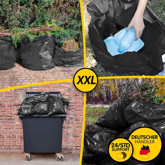 ELES VIDA Müllsäcke 120L Schwarz - Extrem Reißfest - Abfallsäcke - Abfall Beutel XXL - Typ 100 Extra - Müllbeutel 120 L - 70 µ - 700x1100 mm - LDPE - Großer Müllsack - 120 Liter - 75 Beutel