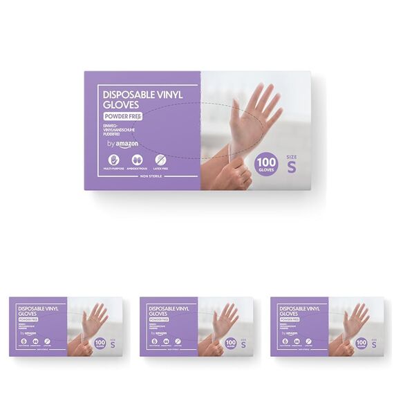 by Amazon - Einweg-Vinylhandschuhe, Größe S, 100er-Pack(Früher Marke Hevea) (Packung mit 4)