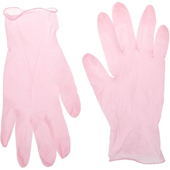 UNIGLOVES Pink Pearl Nitril-Untersuchungshandschuhe - vielseitig einsetzbar, puderfreie und latexfreie Einweghandschuhe - Box mit 100 Handschuhen, Rosa, Extra Klein (GP0051)
