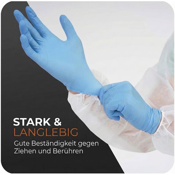 The Real Touch Einweghandschuhe, Blau Nitrilhandschuhe - Box mit 100 Stück, Einmalhandschuhe Puderfrei und Latexfrei, Nitril Handschuhe Einweg für Küche und Reinigung (Blau, S)