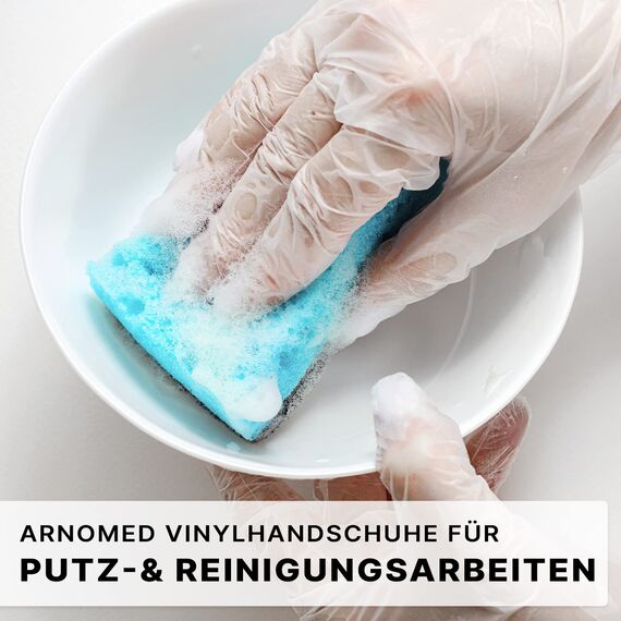 ARNOMED Einweghandschuhe S, Vinyl Handschuhe, Einmalhandschuhe mit 100 Stück/Box, Handschuhe Einweg puderfrei, Gummihandschuhe Einweg latexfrei, Einweg Handschuhe, Einmalhandschuhe in S, M, L, XL