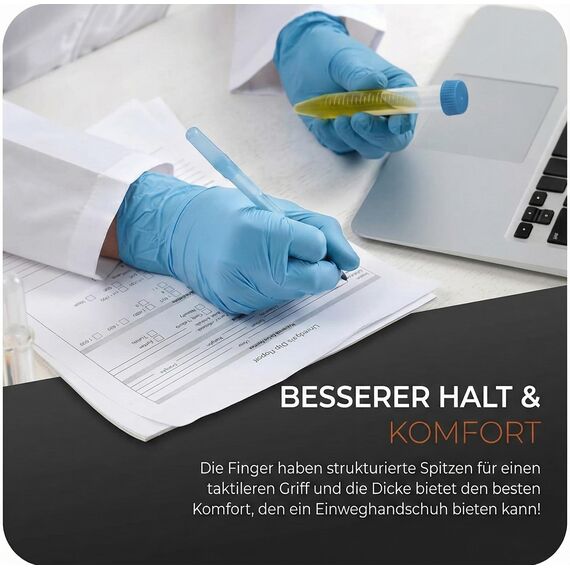 The Real Touch Einweghandschuhe, Blau Nitrilhandschuhe - Box mit 100 Stück, Einmalhandschuhe Puderfrei und Latexfrei, Nitril Handschuhe Einweg für Küche und Reinigung (Blau, XL)