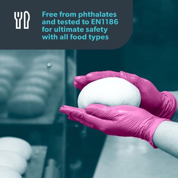 UNIGLOVES Magenta Pearl Nitril-Untersuchungshandschuhe - vielseitig einsetzbar, puderfreie und latexfreie Einweghandschuhe - Box mit 100 Handschuhen, Magenta, Größe S (GP8502)