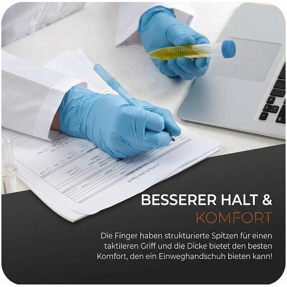 The Real Touch Einweghandschuhe, Blau Nitrilhandschuhe - Box mit 100 Stück, Einmalhandschuhe Puderfrei und Latexfrei, Nitril Handschuhe Einweg für Küche und Reinigung (Blau, S)