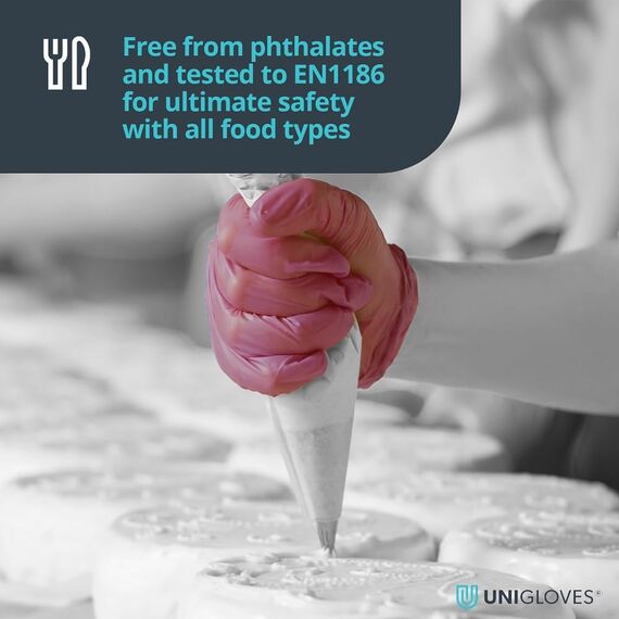 UNIGLOVES Burgundy Pearl Nitril-Untersuchungshandschuhe - vielseitig einsetzbar, puderfreie und latexfreie Einweghandschuhe - Box mit 100 Handschuhen, Burgunderrot, Klein (GP0122)