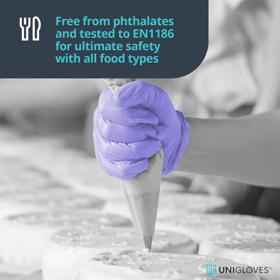 UNIGLOVES Sapphire Pearl Nitril-Untersuchungshandschuhe - vielseitig einsetzbar, puderfreie und latexfreie Einweghandschuhe - Box mit 100 Handschuhen, Saphir, Extra Klein (GP0081)