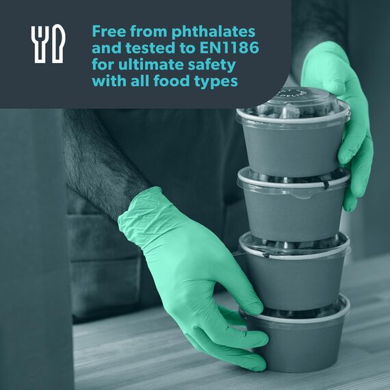 UNIGLOVES - Mint PEARL® Passgenaue Einweghandschuhe aus Nitril | Lebensmittelecht, puderfrei & latexfrei | hohe Festigkeit & Haltbarkeit | 100 Stück | Einmalhandschuh L