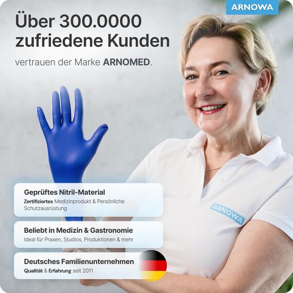 ARNOMED Einweghandschuhe Dunkelblau 100 Stück/Box, Einmalhandschuhe S, Nitrilhandschuhe, Handschuhe Einweg puderfrei, latexfreie Gummihandschuhe, Einweghandschuhe in S, M, L & XL verfügbar