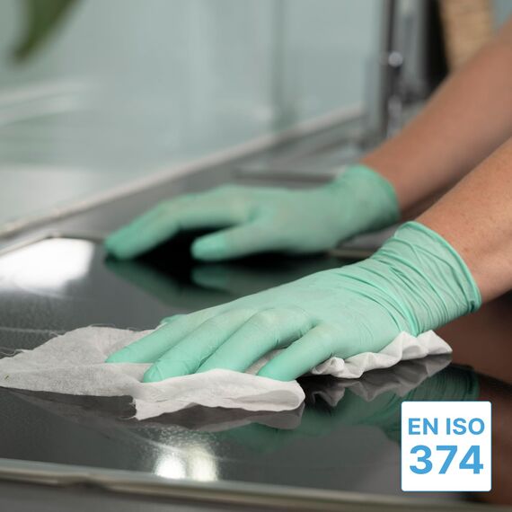 500 Stk (5x100) ARNOMED Einweghandschuhe Grün, Einmalhandschuhe XS, Nitril Handschuhe Einweg, Nitrilhandschuhe puderfrei, Gummihandschuhe Einweg, Schutzhandschuhe, Handschuhe Nitril XS, S, M, L, XL