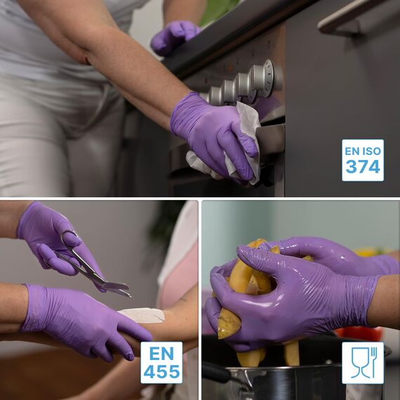1000 Stück ARNOMED Einweghandschuhe Lila, Einmalhandschuhe XL, Nitril Handschuhe Einweg, Nitrilhandschuhe puderfrei, Gummihandschuhe Einweg, Schutzhandschuhe, Handschuhe Nitril in XS, S, M, L, XL