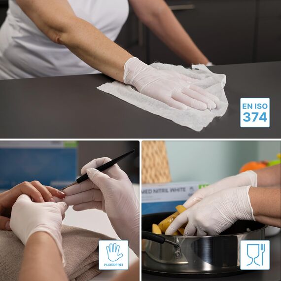 500 Stück ARNOMED Einweghandschuhe Weiß, Einmalhandschuhe XL, Nitril Handschuhe Einweg, Nitrilhandschuhe puder-/latexfrei, Gummihandschuhe Einweg, Schutzhandschuhe, Handschuhe Nitril XS, S, M, L, XL
