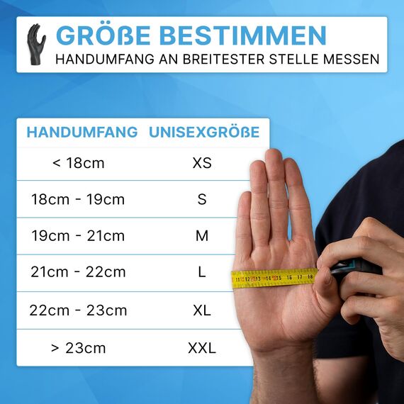 1000 Stück (10x100) ARNOMED Einweghandschuhe Schwarz, Einmalhandschuhe XL, Nitril Handschuhe Einweg, Nitrilhandschuhe puderfrei, Gummihandschuhe Einweg, Schutzhandschuhe Nitril in XS, S, M, L, XL, XXL