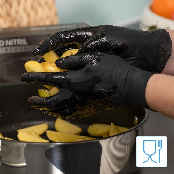 500 Stück (5x100) ARNOMED Einweghandschuhe Schwarz, Einmalhandschuhe XL, Nitril Handschuhe Einweg, Nitrilhandschuhe puderfrei, Gummihandschuhe Einweg, Schutzhandschuhe Nitril in XS, S, M, L, XL, XXL