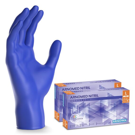 200x ARNOMED Einweghandschuhe Dunkelblau (2x100 Stk), Einmalhandschuhe L, Nitril Handschuhe Einweg, Nitrilhandschuhe puderfrei, Gummihandschuhe Einweg, Schutzhandschuhe, Handschuhe Nitril S, M, L, XL