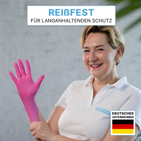 200x ARNOMED Einweghandschuhe Pink (2x100 Stück), Einmalhandschuhe XS, Nitril Handschuhe Einweg, Nitrilhandschuhe puderfrei, Gummihandschuhe Einweg Schutzhandschuhe Handschuhe Nitril in XS, S, M, L