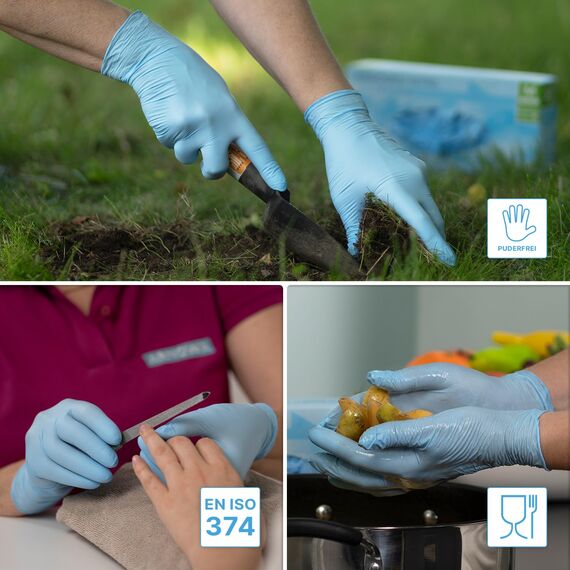 1000 Stück ARNOMED Einweghandschuhe Hellblau, Einmalhandschuhe S, Nitril Handschuhe Einweg, Nitrilhandschuhe puderfrei, Gummihandschuhe Einweg, Schutzhandschuhe, Handschuhe Nitril in XS, S, M, L, XL