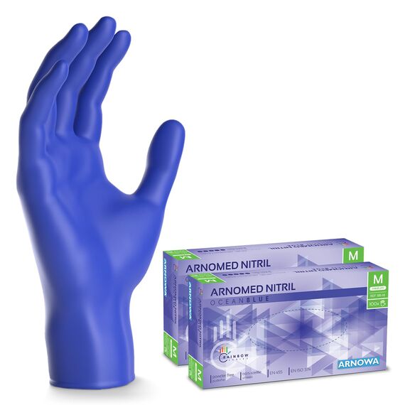 200x ARNOMED Einweghandschuhe Dunkelblau (2x100 Stk), Einmalhandschuhe M, Nitril Handschuhe Einweg, Nitrilhandschuhe puderfrei, Gummihandschuhe Einweg, Schutzhandschuhe, Handschuhe Nitril S, M, L, XL