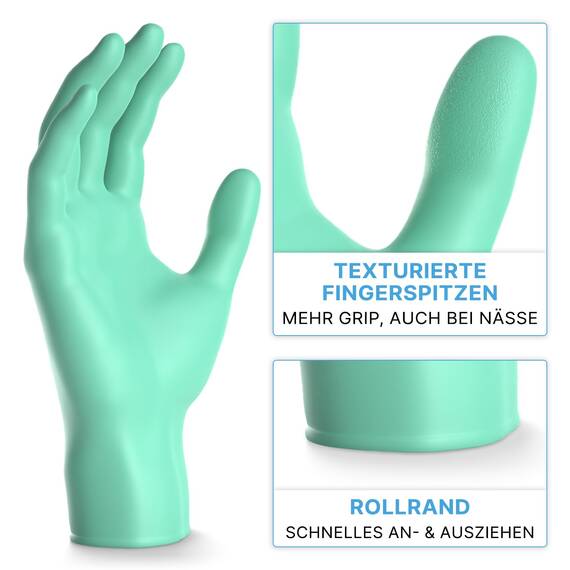 400x ARNOMED Einweghandschuhe Grün (4x100 Stk.), Einmalhandschuhe XS, Nitril Handschuhe Einweg, Nitrilhandschuhe puderfrei, Gummihandschuhe Einweg, Schutzhandschuhe, Handschuhe Nitril XS, S, M, L, XL