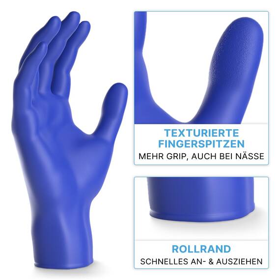 400 ARNOMED Einweghandschuhe Dunkelblau (4x100 Stk), Einmalhandschuhe L, Nitril Handschuhe Einweg, Nitrilhandschuhe puderfrei, Gummihandschuhe Einweg, Schutzhandschuhe, Handschuhe Nitril S, M, L, XL