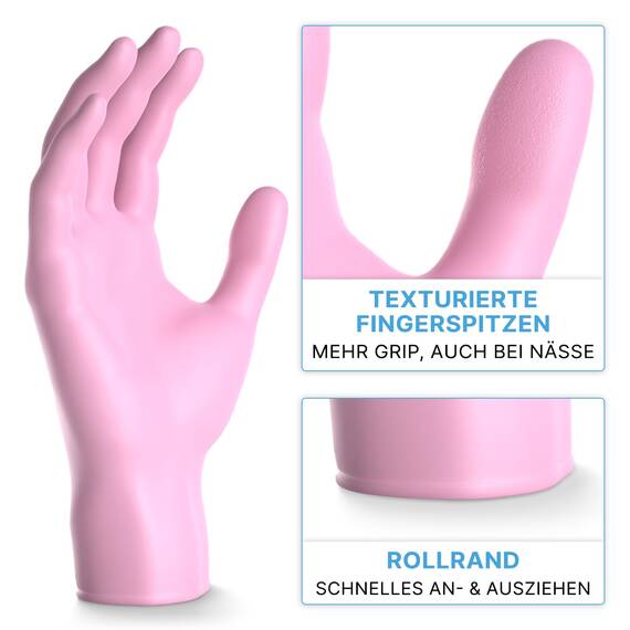 400x ARNOMED Einweghandschuhe Rosa (4x100 Stück), Einmalhandschuhe XS, Nitril Handschuhe Einweg, Nitrilhandschuhe puderfrei, Gummihandschuhe Einweg, Schutzhandschuhe, Handschuhe Nitril in XS, S, M, L