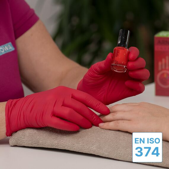 400x ARNOMED Einweghandschuhe Rot (4x100 Stück), Einmalhandschuhe S, Nitril Handschuhe Einweg, Nitrilhandschuhe puderfrei, Gummihandschuhe Einweg, Schutzhandschuhe, Handschuhe Nitril XS, S, M, L, XL