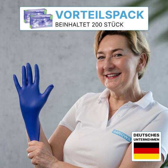 400 ARNOMED Einweghandschuhe Dunkelblau (4x100 Stk), Einmalhandschuhe L, Nitril Handschuhe Einweg, Nitrilhandschuhe puderfrei, Gummihandschuhe Einweg, Schutzhandschuhe, Handschuhe Nitril S, M, L, XL