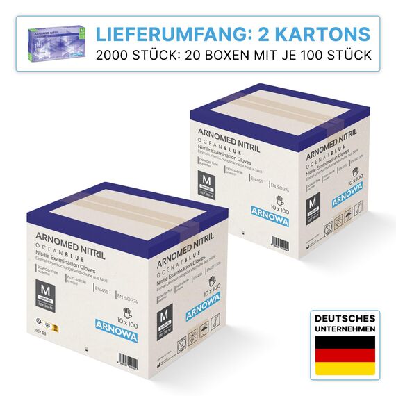 2000 Stück ARNOMED Einweghandschuhe Dunkelblau, Einmalhandschuhe M, Nitril Handschuhe Einweg, Nitrilhandschuhe puderfrei, Gummihandschuhe Einweg, Schutzhandschuhe, Handschuhe Nitril in S, M, L, XL