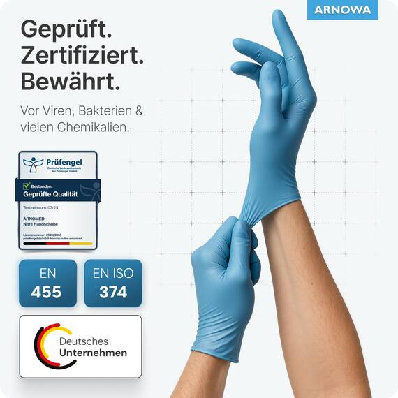 400x ARNOMED Einweghandschuhe Blau, Einmalhandschuhe XL, Nitrilhandschuhe (2x200 Stk), Handschuhe Einweg puderfrei, Gummihandschuhe Einweg, Handschuhe Nitril, Einmalhandschuhe in S, M, L & XL