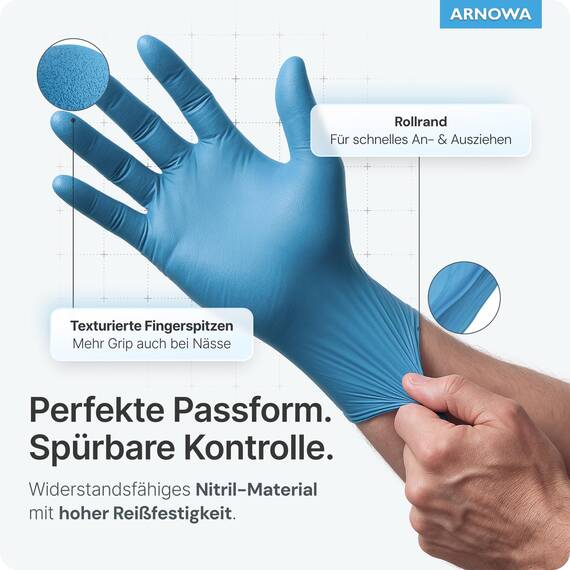 400x ARNOMED Einweghandschuhe Blau, Einmalhandschuhe XL, Nitrilhandschuhe (2x200 Stk), Handschuhe Einweg puderfrei, Gummihandschuhe Einweg, Handschuhe Nitril, Einmalhandschuhe in S, M, L & XL