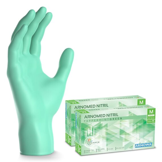 1000x ARNOMED Einweghandschuhe Grün (10x100 Stk.), Einmalhandschuhe M, Nitril Handschuhe Einweg, Nitrilhandschuhe puderfrei, Gummihandschuhe Einweg, Schutzhandschuhe, Handschuhe Nitril XS, S, M, L, XL