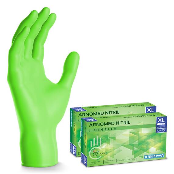 200x ARNOMED Einweghandschuhe Grün (2x100 Stück), Einmalhandschuhe XL, Nitril Handschuhe Einweg, Nitrilhandschuhe puderfrei, Gummihandschuhe Einweg, Schutzhandschuhe, Handschuhe Nitril XS, S, M, L, XL