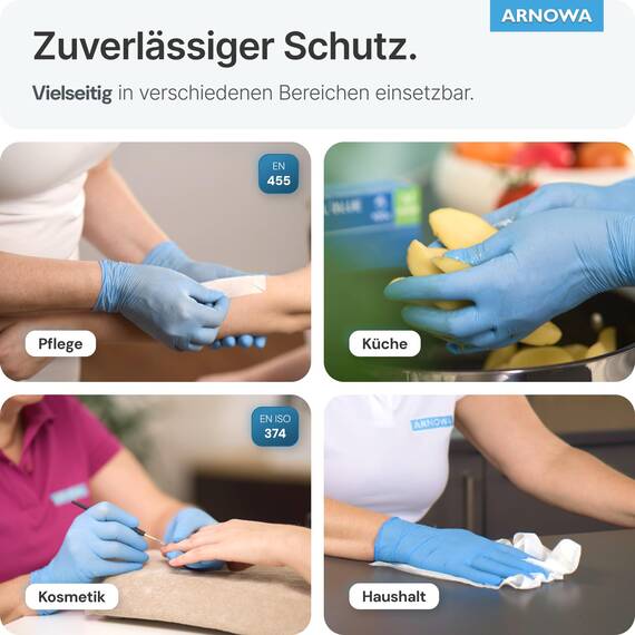 400x ARNOMED Einweghandschuhe Blau, Einmalhandschuhe L, Nitrilhandschuhe (2x200 Stk), Handschuhe Einweg puderfrei, Gummihandschuhe Einweg, Handschuhe Nitril, Einmalhandschuhe in S, M, L & XL