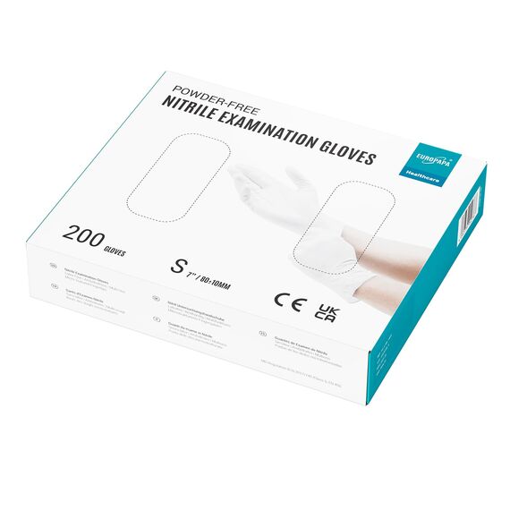 EUROPAPA® 200x Einweghandschuhe Nitrilhandschuhe puderfrei Untersuchungshandschuhe EN455 EN374 latexfrei Einmalhandschuhe Handschuhe in Gr. S, M, L & XL verfügbar (S, Weiß)