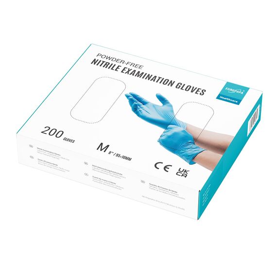 EUROPAPA® 200x Einweghandschuhe Nitrilhandschuhe puderfrei Untersuchungshandschuhe EN455 EN374 latexfrei Einmalhandschuhe Handschuhe in Gr. S, M, L & XL verfügbar (M, Blau)