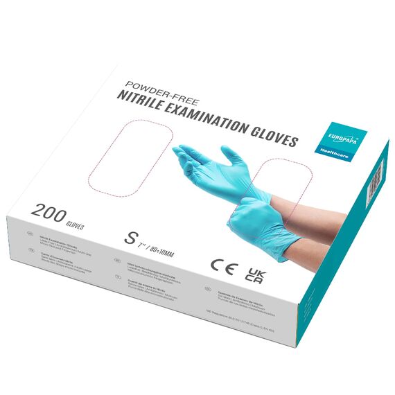 EUROPAPA® 200x Einweghandschuhe Nitrilhandschuhe puderfrei Untersuchungshandschuhe EN455 EN374 latexfrei Einmalhandschuhe Handschuhe in Gr. S, M, L & XL verfügbar (S, Hellblau)