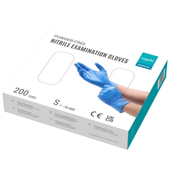 EUROPAPA® 200x Einweghandschuhe Nitrilhandschuhe puderfrei Untersuchungshandschuhe EN455 EN374 latexfrei Einmalhandschuhe Handschuhe in Gr. S, M, L & XL verfügbar (S, Ocean Blau)