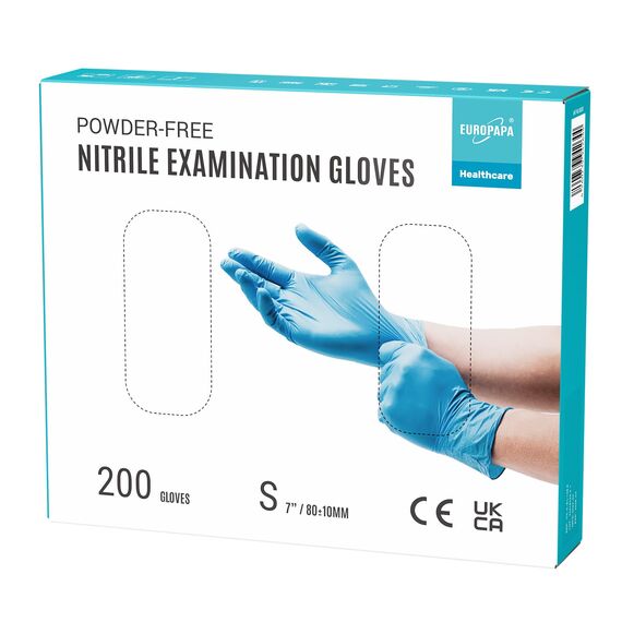 EUROPAPA® 200x Einweghandschuhe Nitrilhandschuhe puderfrei Untersuchungshandschuhe EN455 EN374 latexfrei Einmalhandschuhe Handschuhe in Gr. S, M, L & XL verfügbar (S, Blau)