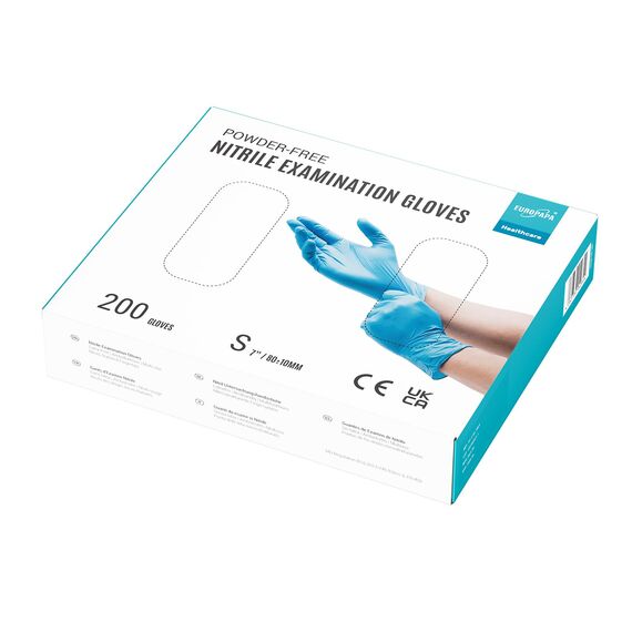 EUROPAPA® 200x Einweghandschuhe Nitrilhandschuhe puderfrei Untersuchungshandschuhe EN455 EN374 latexfrei Einmalhandschuhe Handschuhe in Gr. S, M, L & XL verfügbar (S, Blau)
