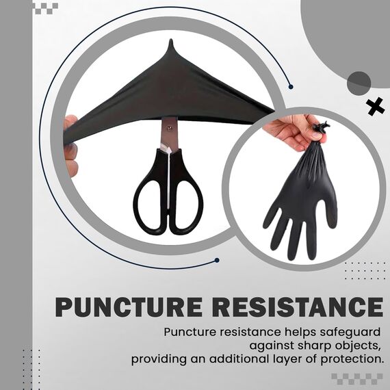 The Real Touch Einweghandschuhe, Schwarze Nitrilhandschuhe - 100 Stück Handschuhe, Handschuhe Einweg, Einmalhandschuhe für Küche, Reinigung, und Medizin