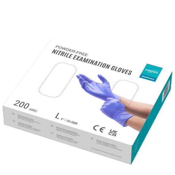 EUROPAPA® 200x Einweghandschuhe Nitrilhandschuhe puderfrei Untersuchungshandschuhe EN455 EN374 latexfrei Einmalhandschuhe Handschuhe in Gr. S, M, L & XL verfügbar (L, Lila)