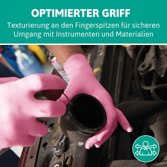 Ansell Micro-Touch Nitrafree Latexfreie Einweghandschuhe, Nitrilhandschuhe Puderfrei, Einmalhandschuhe Rosa, Untersuchungshandschuhe, Op Handschuhe L (100 Stück)