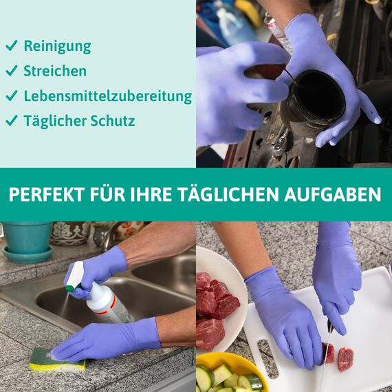 Ansell Microflex 93-843 Latexfreie Einweghandschuhe, Nitrilhandschuhe Puderfrei, Einmalhandschuhe Violett, Chemikalien-Schutzhandschuhe, Lebensmittel Handschuhe L (100 Stück)